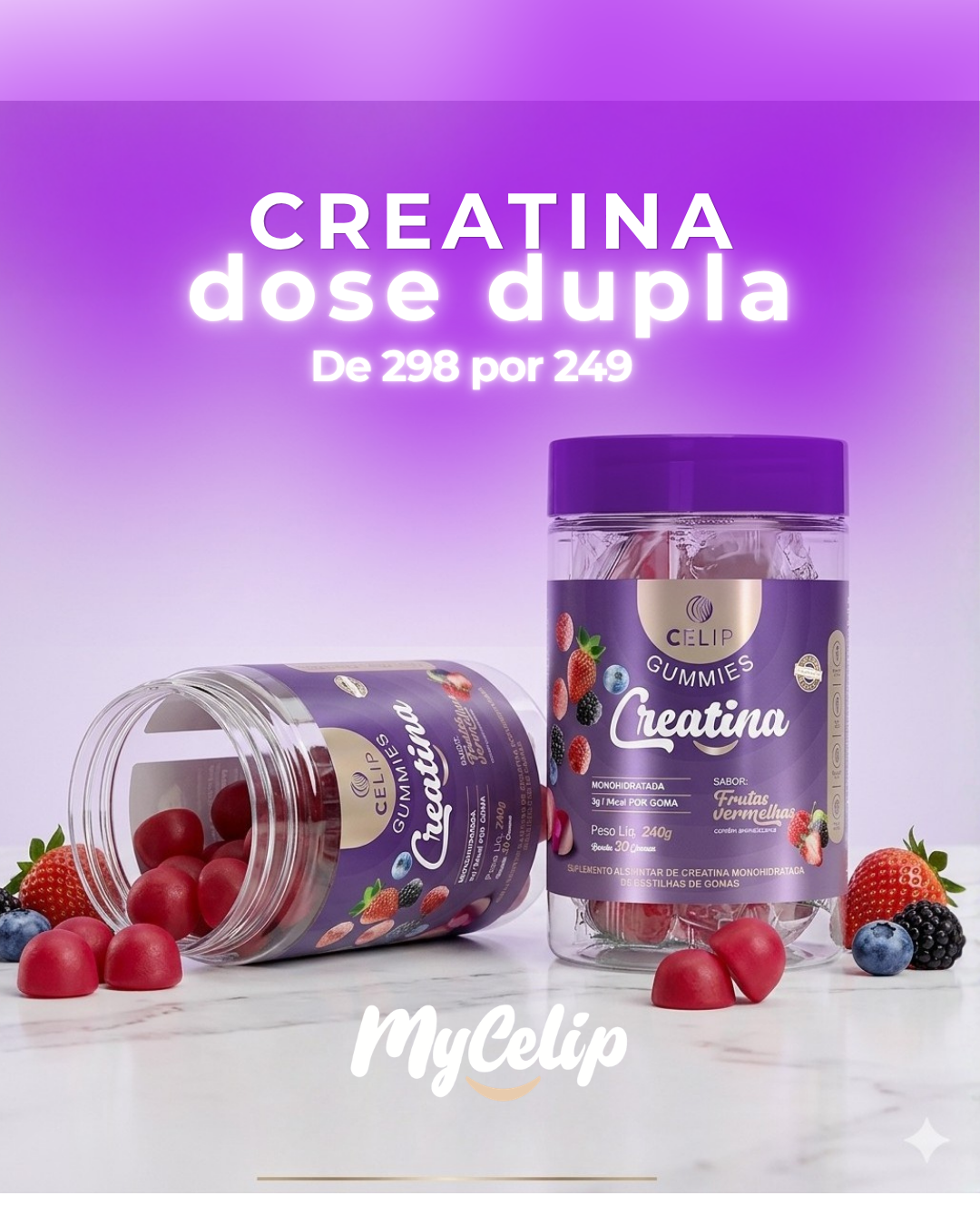 Creatina em Gummie Frutas vermelhas 2 UNID SuperPROMO