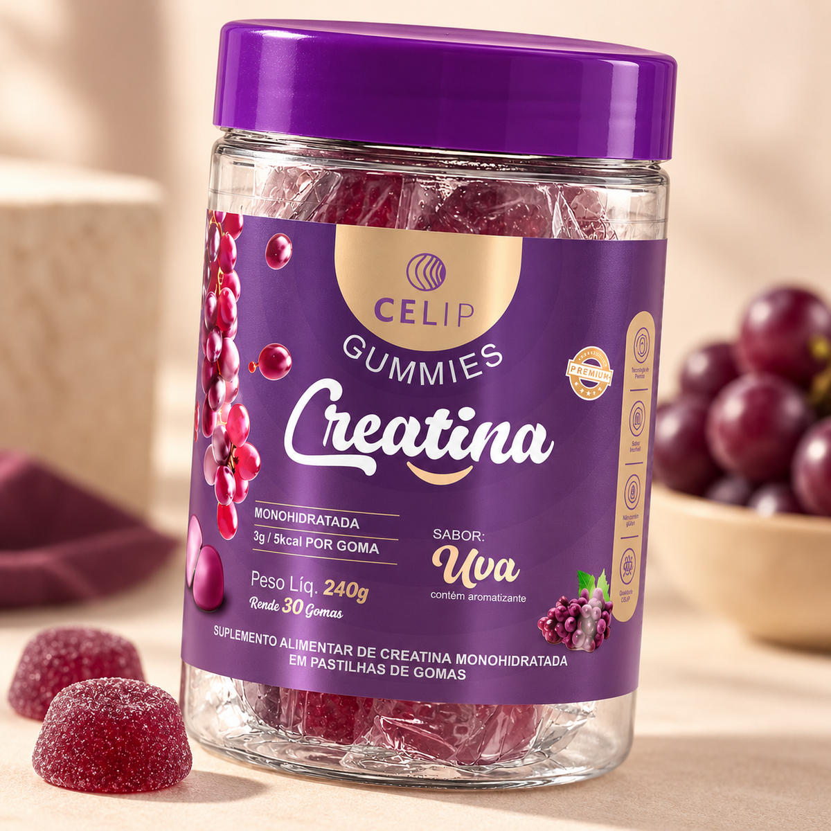 Celip Creatina Gummies Sabor Uva - Imagem 3