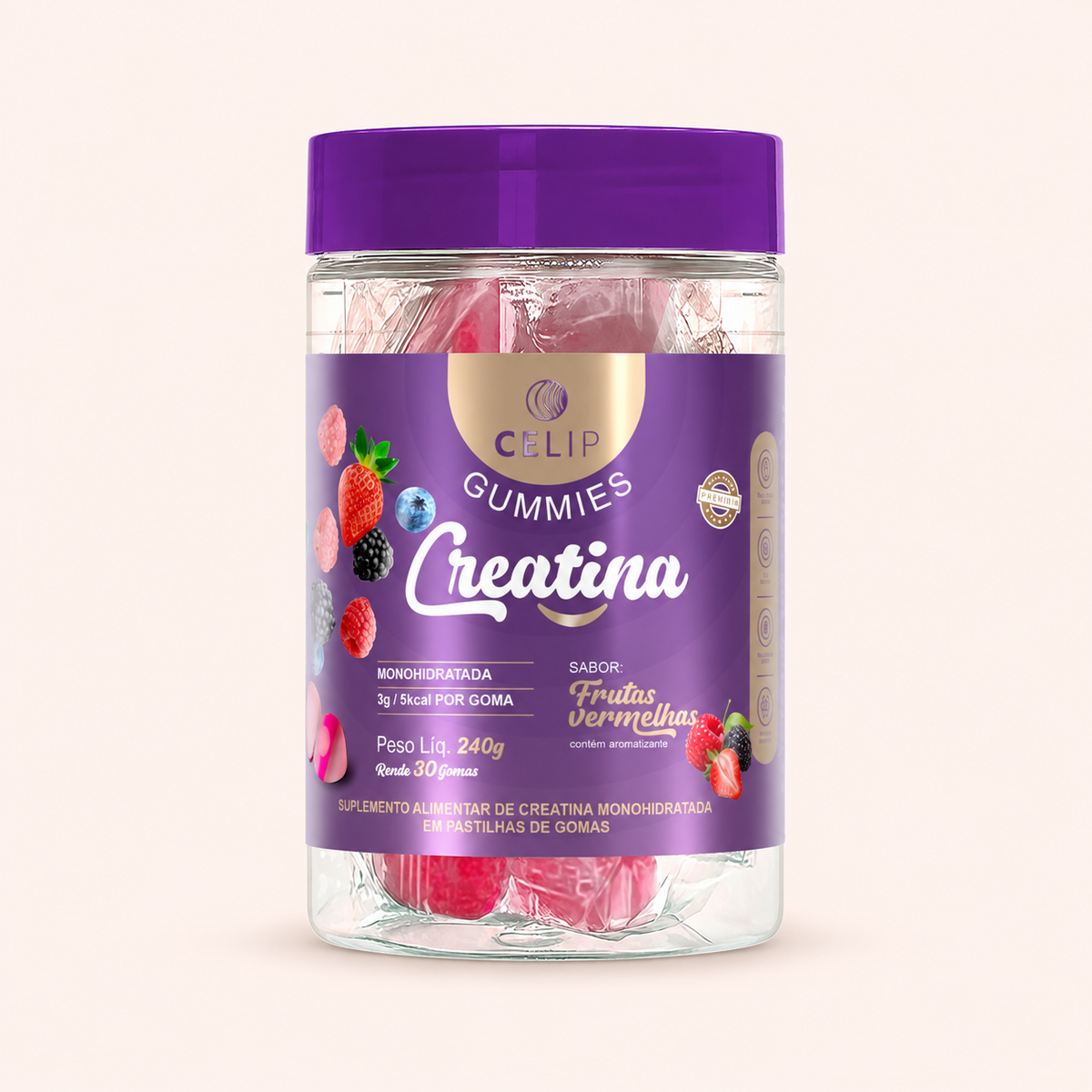 Celip Creatina Gummies Sabor Frutas Vermelhas