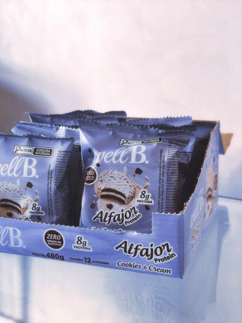 Alfajor Well B cookies & cream – caixa com 12 unidades
